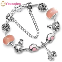 yexcodes pink imprint charm bracelets couples giftsdiy beaded bracelets for women charm bracelets for womendirect shipping