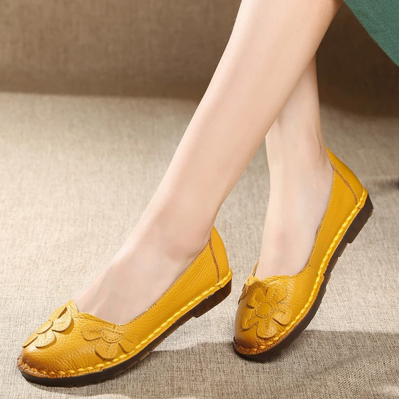 Осенняя модная разноцветная обувь на плоской подошве с круглым носком и