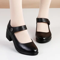 spring and autumn 2022 elderly mothers woman shoes round head soft bottom wedge heels grandma casual single shoes women