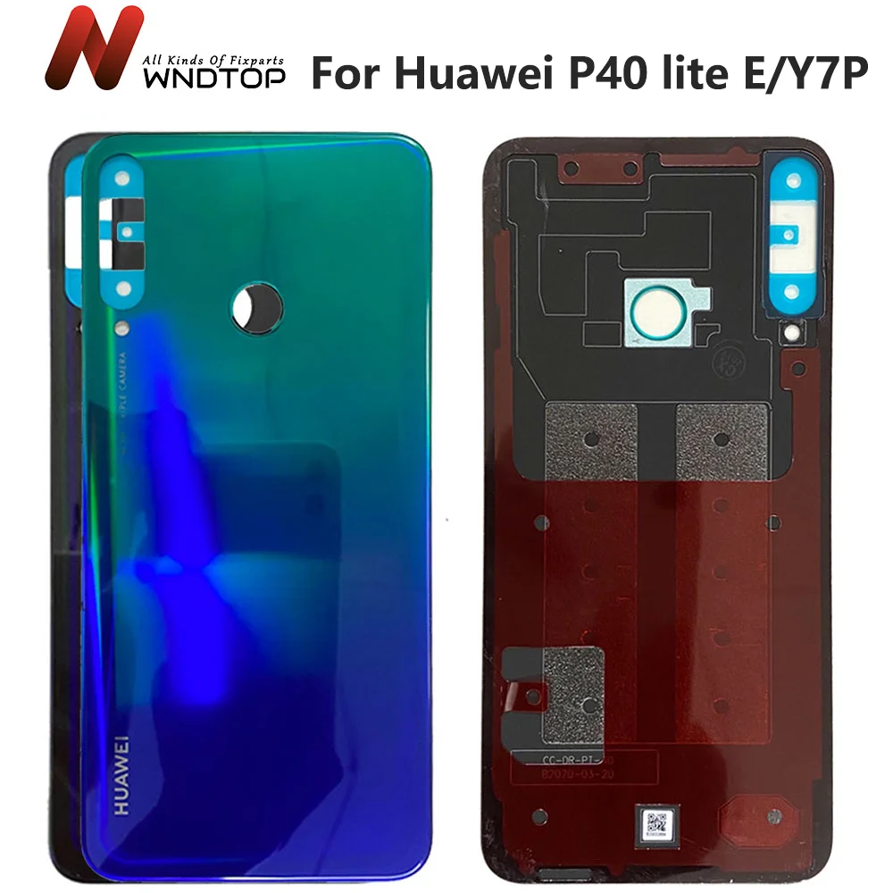 

100% Original Glass Back Housing Door For Huawei P40 Lite E Rear Battery cover Replacement Y7P Back Cover