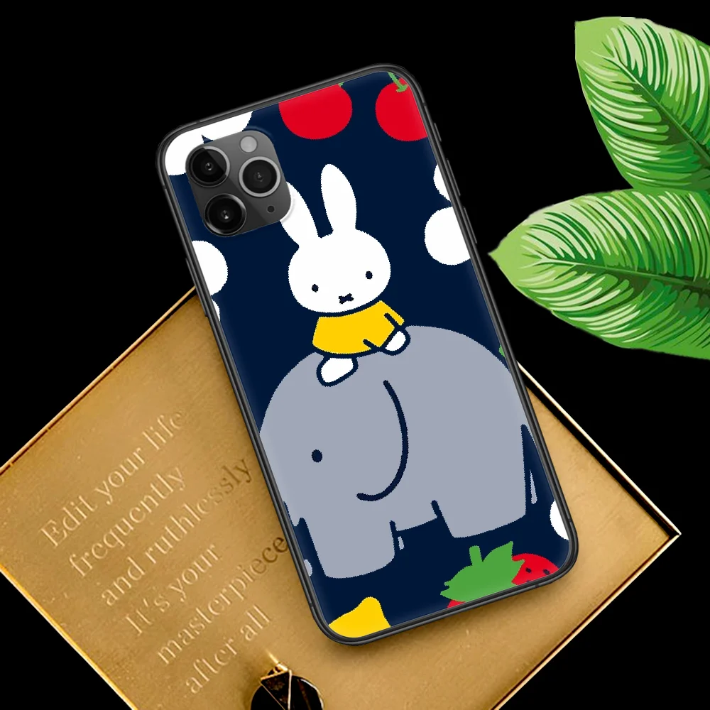 

Miffes Cartoon Bunny Phone Case For Iphone 4 4s 5 5S SE 5C 6 6S 7 8 Plus X XS XR 11 12 Mini Pro Max 2020 black Cell Soft Back