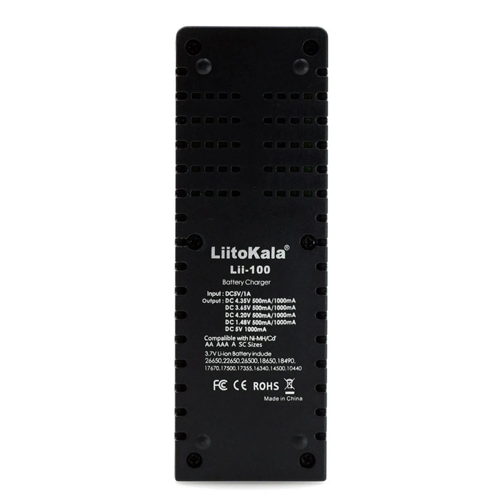 Liitokala Lii-100 зарядное устройство для 18650 26650 4 35 V/3 2 7 V/1 V перезаряжаемая батарея |