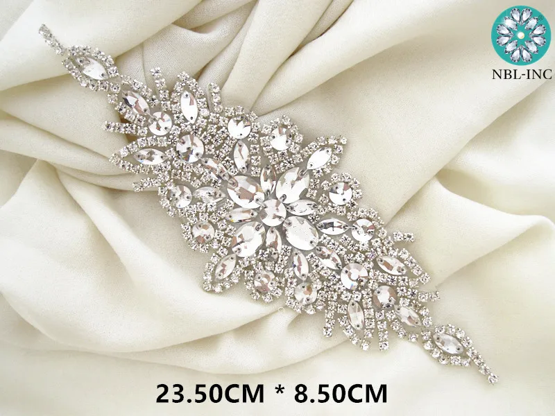 (1 PC) Bridal crystal glass rhinestone applique for wedding dresses WDD0472 | Rhinestones
