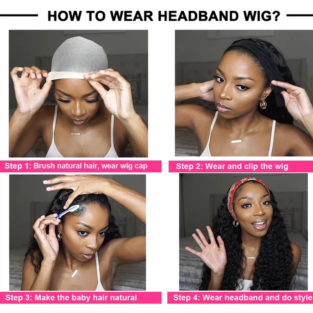 

Ombre Blonde Highlight Synthetic Headband Wig Dark Roots Honey Blonde Color Body Wave Synthetic Hair Glueless Wig