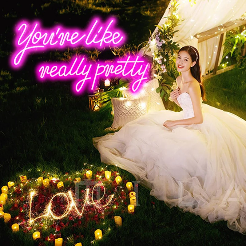 Неоновая вывеска на заказ вы как действительно красивая для бара свадебной