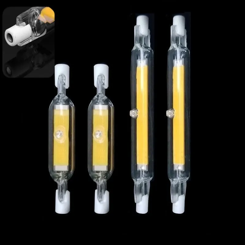 Супер яркая лампочка с регулируемой яркостью светодиодный R7S Стекло трубка COB