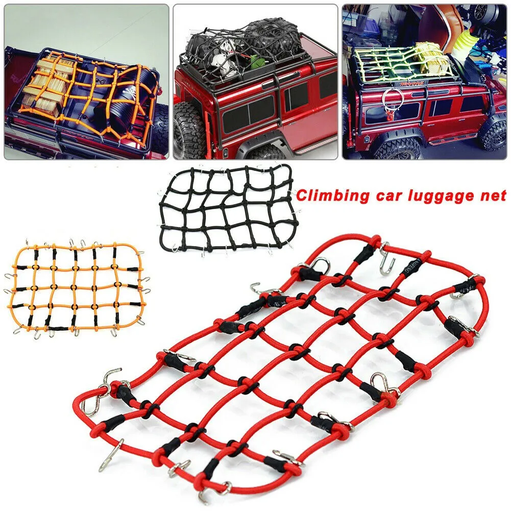 

Roof Rack Cargo Elastic Luggage Net & Hook For 1/10 RC Elastic Luggage Net With Hooks AXIAL SCX10 D90 TRX4 RC Car Roof Rack.