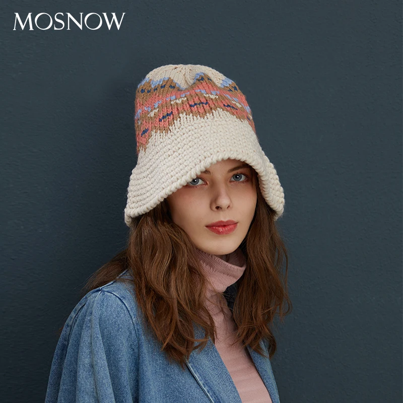 Грубая осенне зимняя вязаная шапка ручной работы шерстяная Панама Классическая