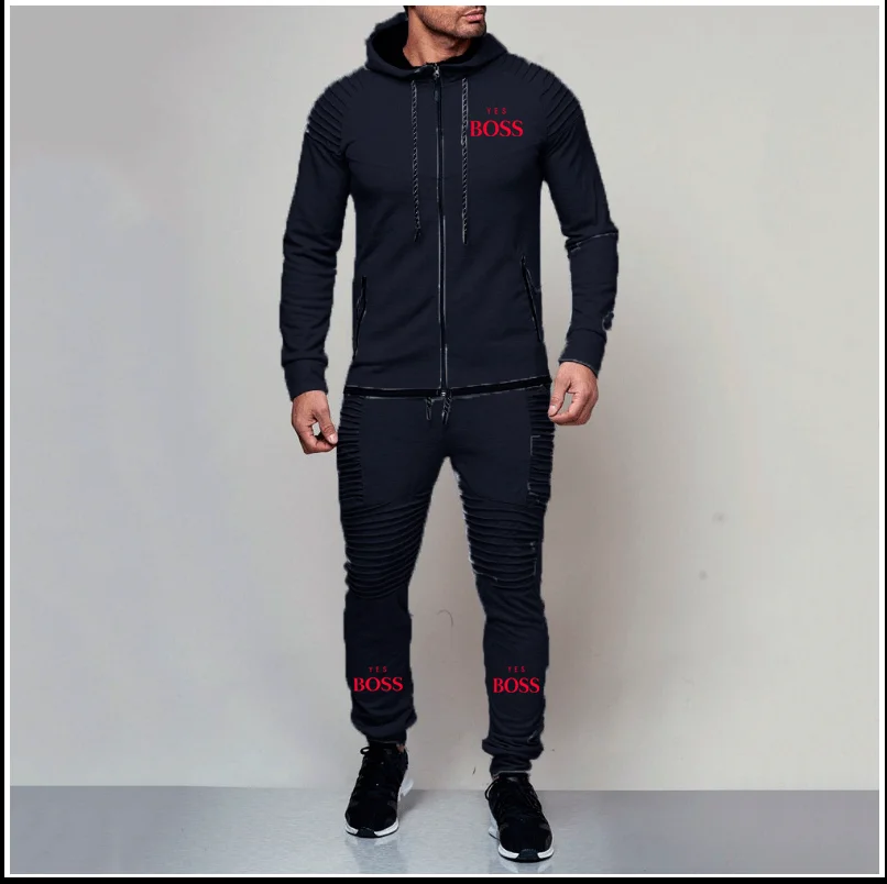 

Track Suit Men's Fashion Hoodie Men's Suit Brand Is The Boss Collection Men's Sweatshirt + Sweatpants Autumn And Winter Cotton