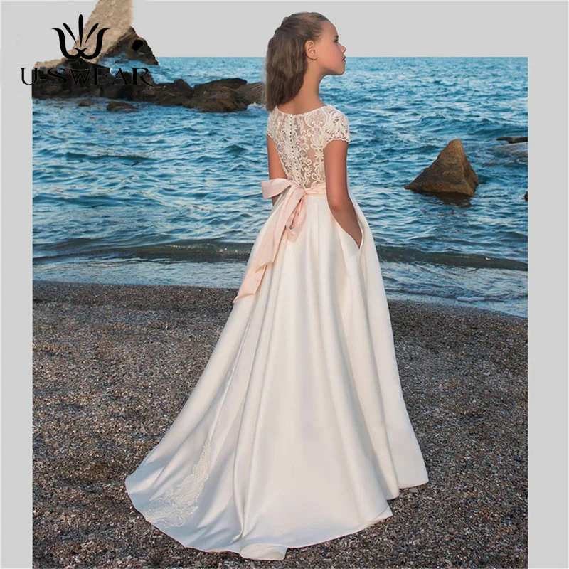 Новинка 2020 платья для девочек с цветами элегантные атласные кружевные принцессы