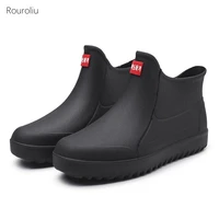 men outdoor non slip ankle work rain shoes 2021 autumn flat platform waterproof water shoes winter warm rain boots