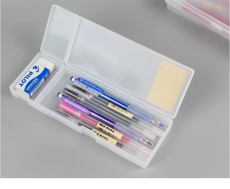 1 шт. MUJI простой прозрачный скраб пенал матовый пластиковый пенал коробка для хранения ручек набор канцелярских принадлежностей