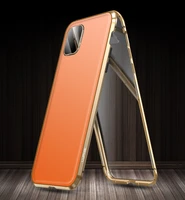 luphie magnetic metal bumper tempered glass phone case for iphone 11 pro max 11 pro 11 leather back cover wlens protection