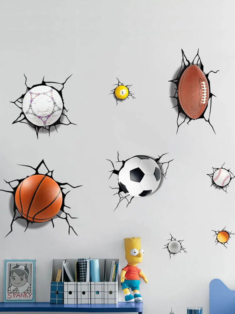 Football on Fire Wall Smash 3D Enfants Autocollants Muraux Angleterre