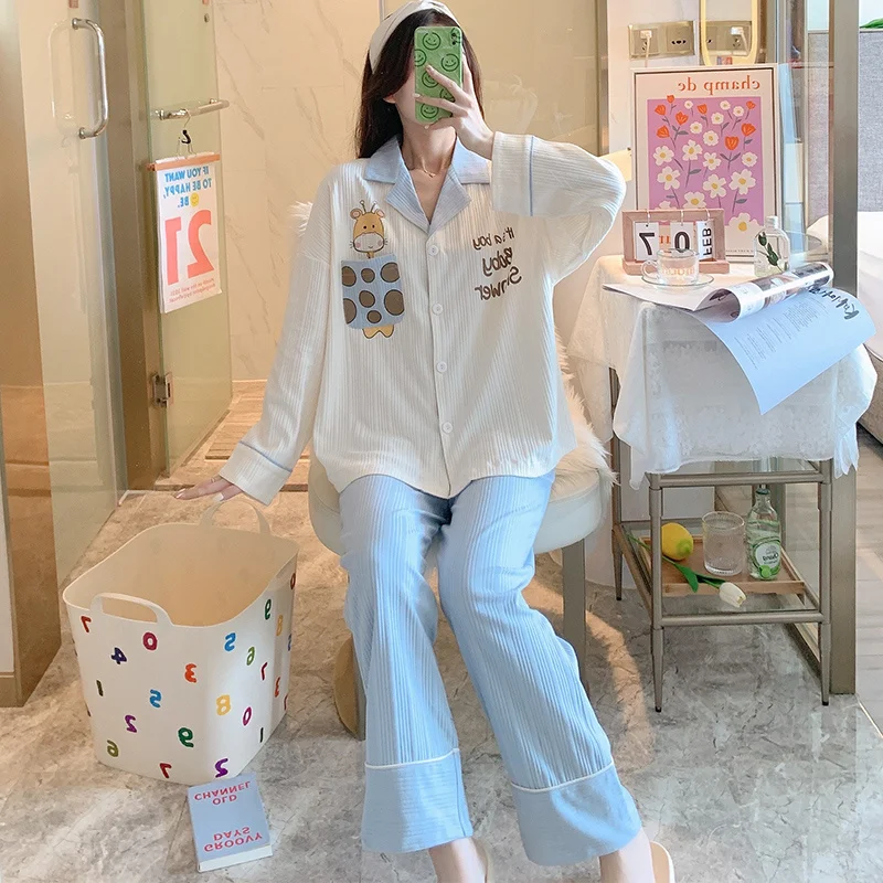 Пижама женская весенне-осенняя с оленем новинка 2021 хлопковая зимняя одежда