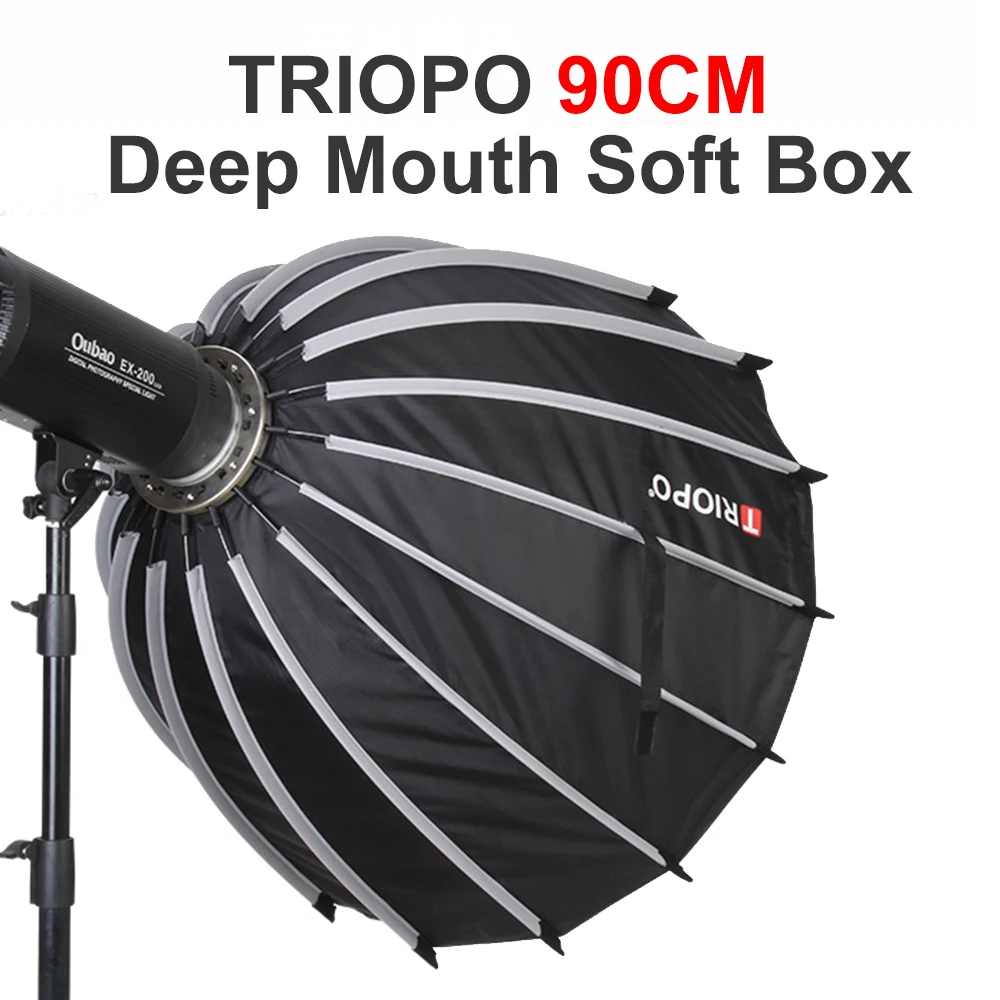 

TRIOPO Photography parabolic softbox professional 90CM Bowen Flash Deep Mouth Soft Light Box For Bowens Mount Studio Flash