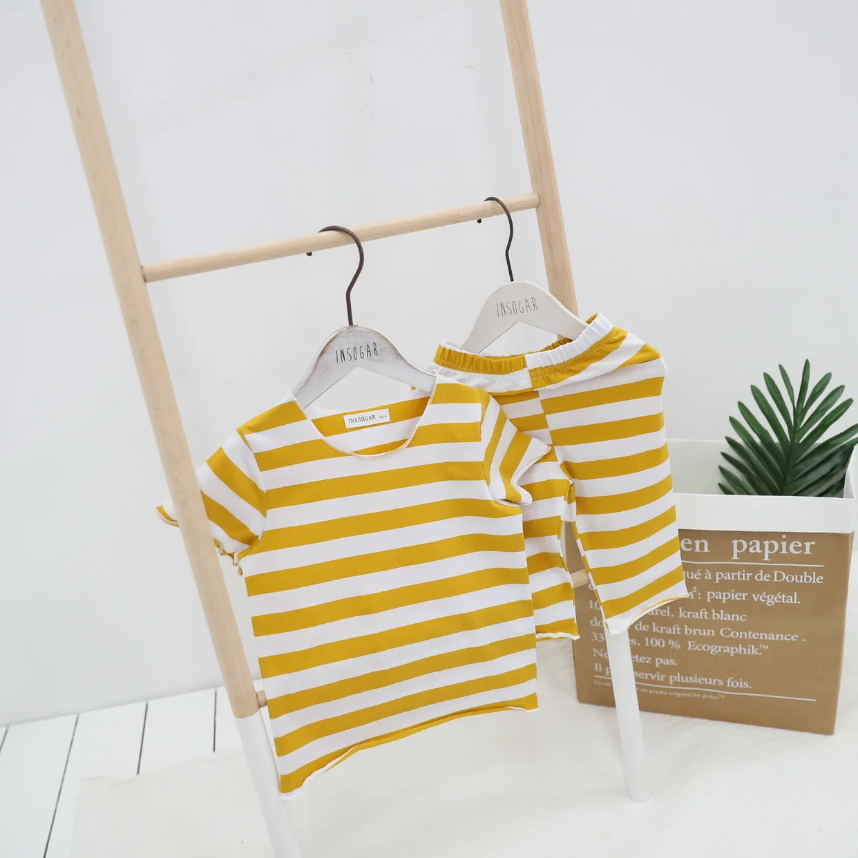 Детский пижамный комплект в полоску детская пижама из двух предметов летний