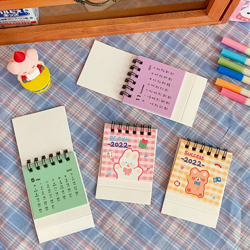 Kawaii Calendar 2022 Desk Plan Notebook Cute Desktop Book Cartoon Creative Notepad Planner | Дом и сад