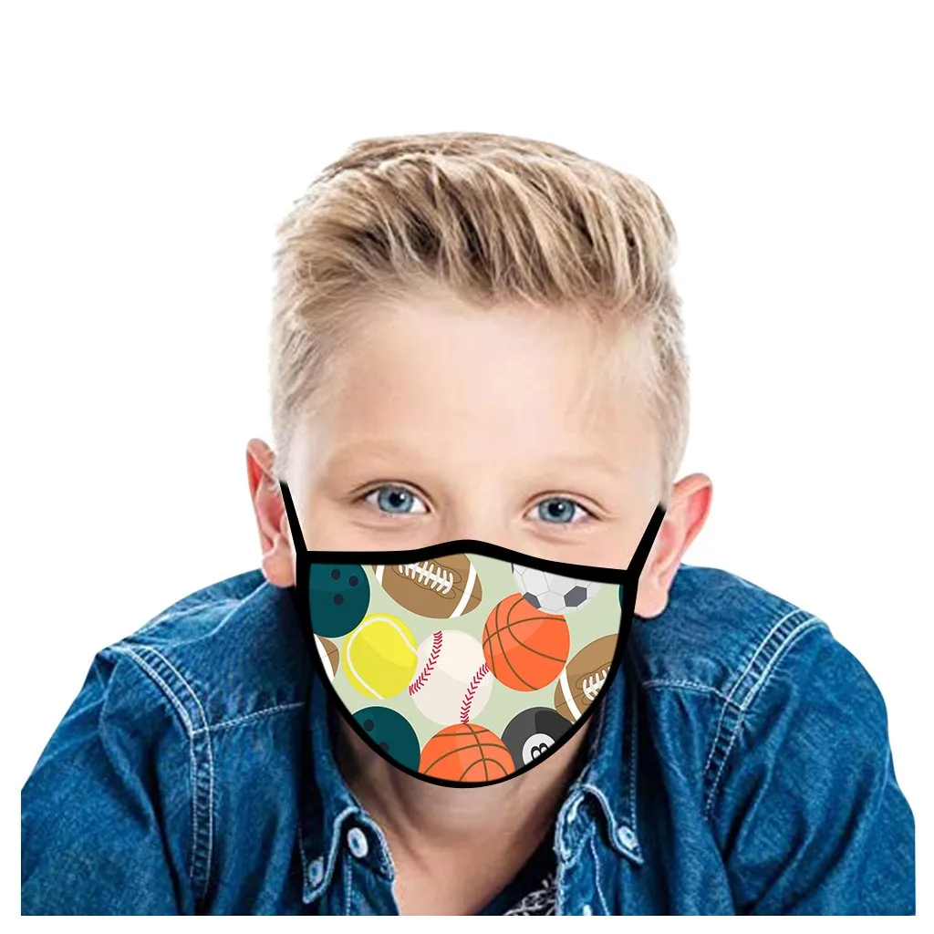 Boys Preference Printed Mask Football Basketball Rugby Baseball Breathable Washable Outdoor Masks Face Protctor Children's | Дом и сад