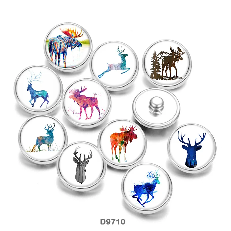 

deer Glass Cabochons DIY Bracelet glass Snap buttons CD9710