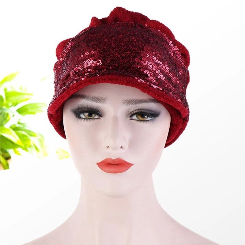 

Winter Hats Women Breathable Women Knitted Caps Skullies Beanies Multifunction Sequin Cap Spring Autumn Chemotherapy Cap