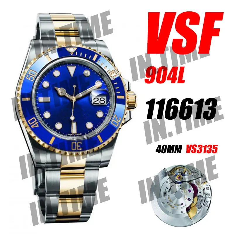 

Men's Automatic Watch 116613 904L PVD Gold Stainless Steel/YG VSF Black/Blue VS3135 Automatic Mechanical Waterproof Watch01