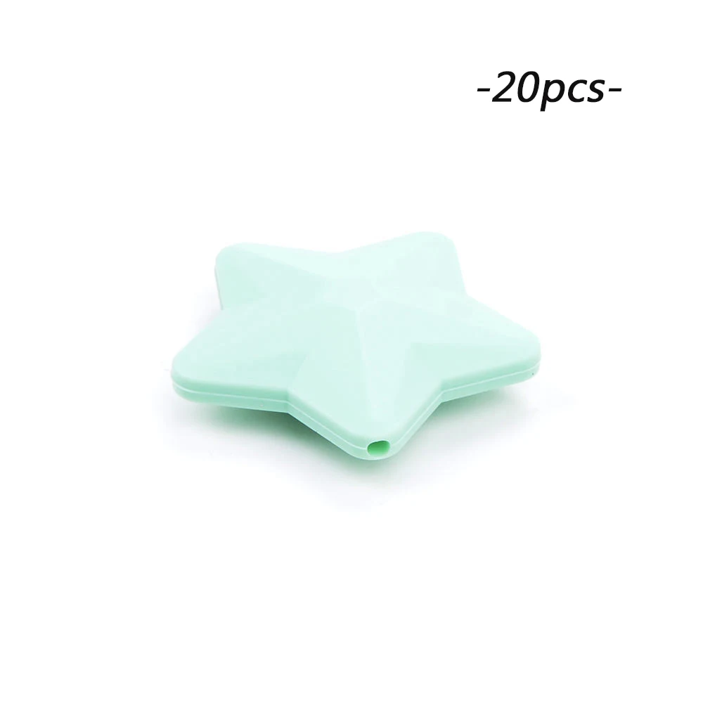 mint LOFCA 20 шт Силиконовые Прорезыватели для зубов, Детские Прорезыватели со звездами, Пищевая силиконовая соска-подвеска, BPA бесплатно, DIY бусины для изготовления ювелирных изделий - Цвет: mint
