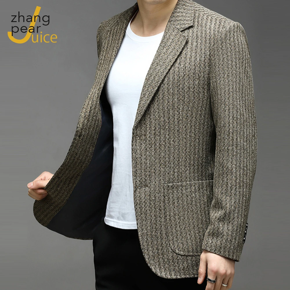 

Men Solid Blazer British Stylish Male Blazer Suit Jacket Business Casual For Men Regular Woolen Coat