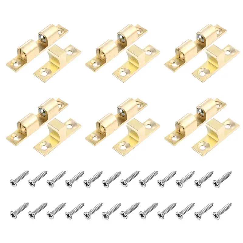 

6 шт золотая дверь шкафа 70 латунная двойная шаровая роликовая защелка с 24 шт. винтами