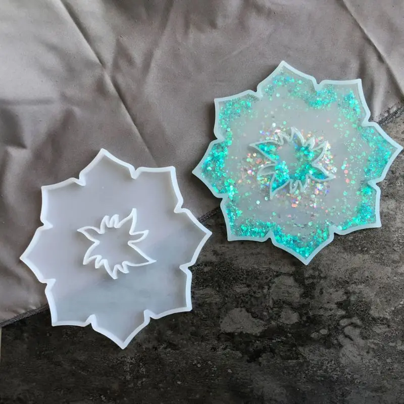 

Resin Crystal Epoxy Mold Irregular Flower Coaster Tray Casting Silicone Mould