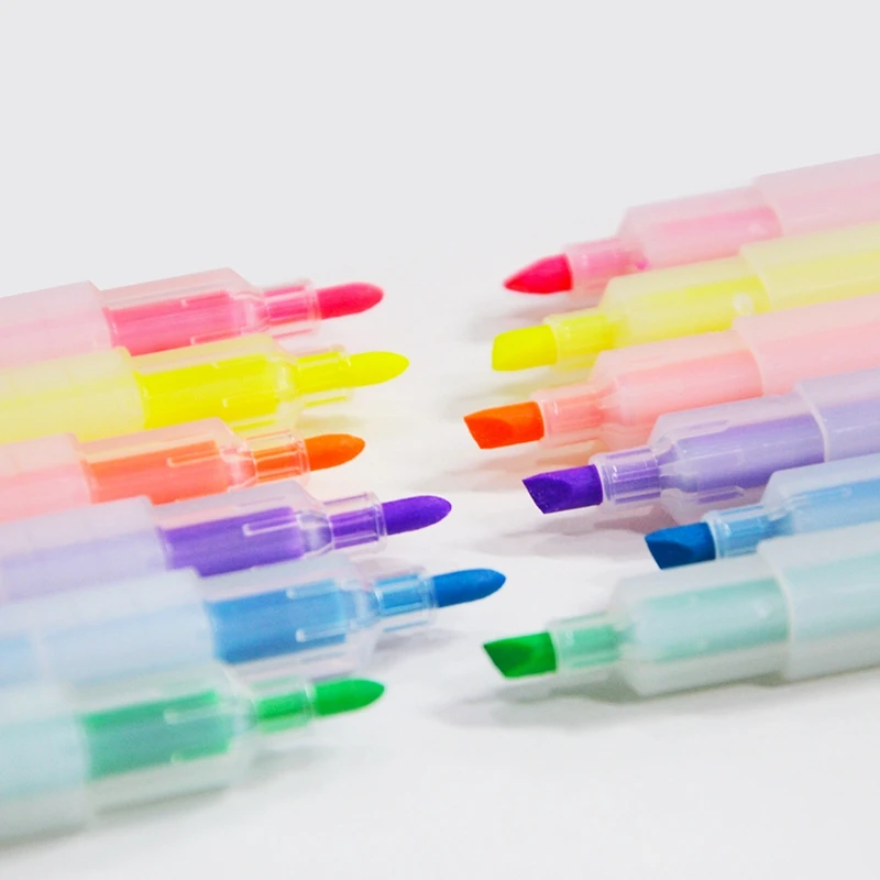 

HK 7818 Double-Headed Highlighter, Double-Headed 6-Color Bright Pen Set Suitable for School, Home, Office