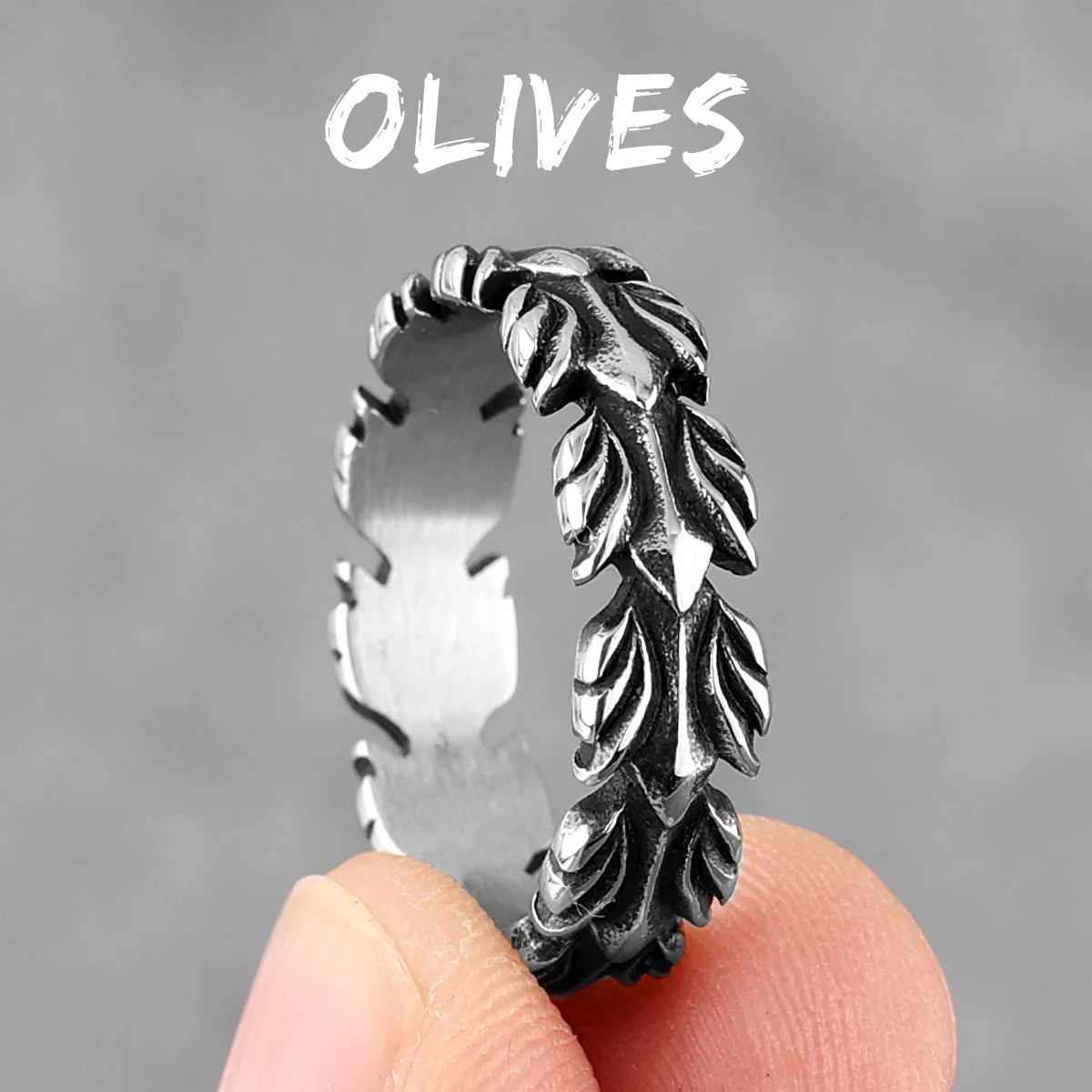 Мужские кольца из нержавеющей стали Lucky Olive Branch модный амулет в стиле панк для