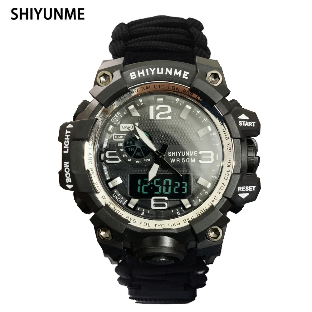 

Мужские военные часы SHIYUNME, наручные часы с водонепроницаемостью до 50 м, светодиодные цифровые часы, уличные спортивные часы, кварцевые часы ...