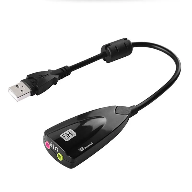 

Tarjeta de sonido USB externa 7,1, adaptador 5HV2, micrófono de Audio antimagnético, Conector de 3,5mm para PC