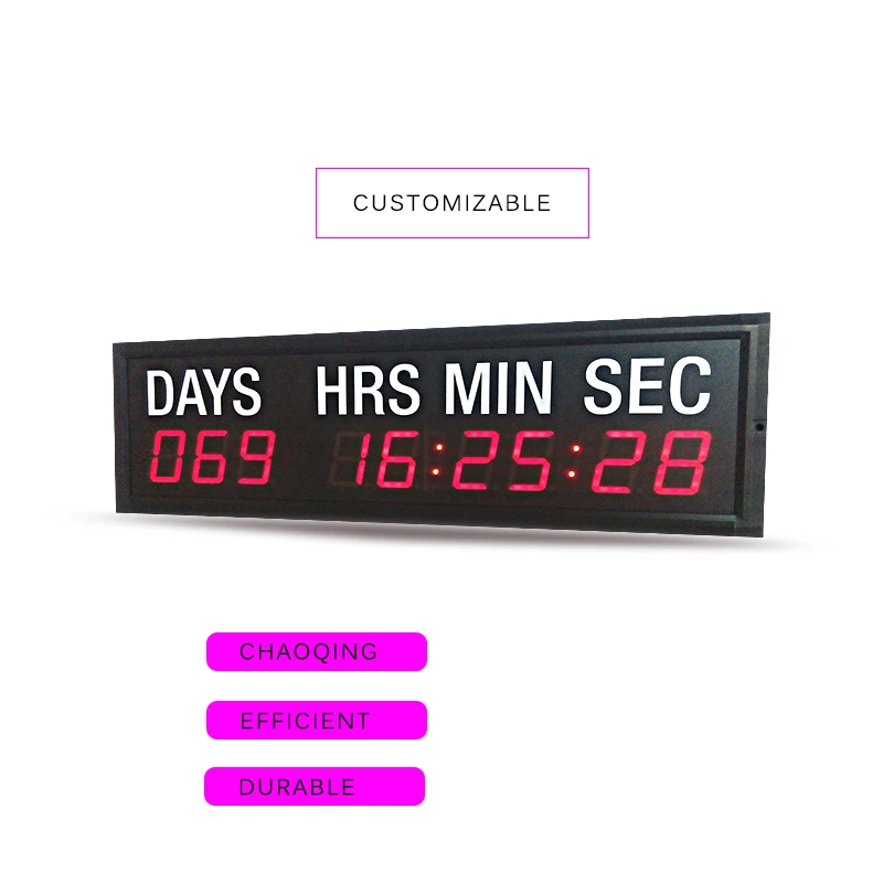 

big size 1,8inch height character day,hours,minutes and seconds led countdown timer with white sticker(HIT9-1.8R),wall clock