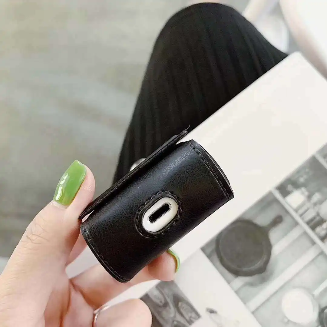 Bluetooth Earphone Charging Box Case for Apple Airpods 1 2 Leather Headphones Cases for Air pods with Hooks