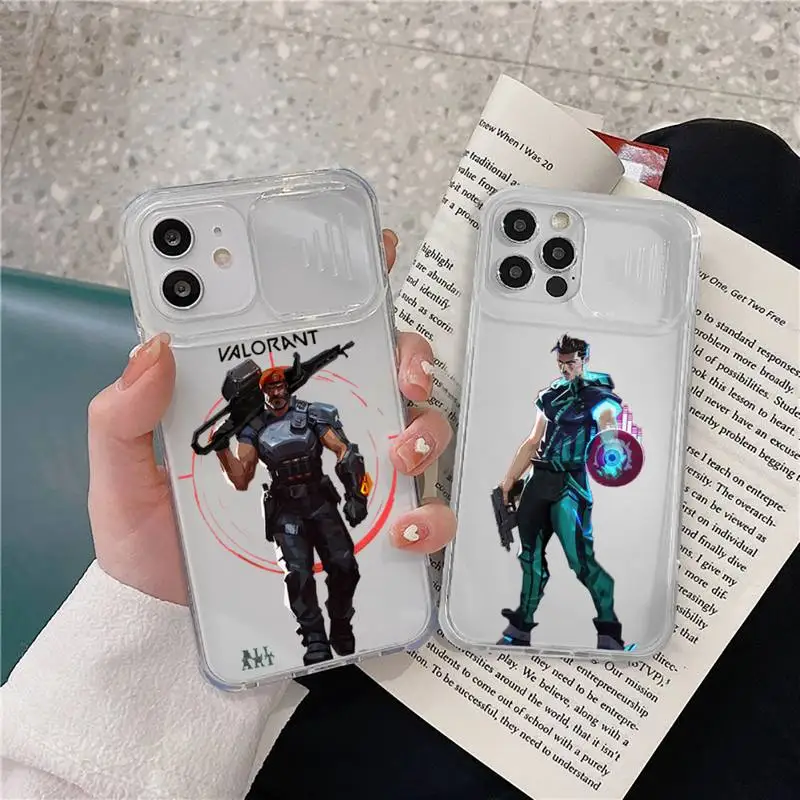 

Valorant hot game Phone Case transparent For iPhone 7 8 11 12 X XS XR MINI Pro Max Plus Slide Camera Lens Protect