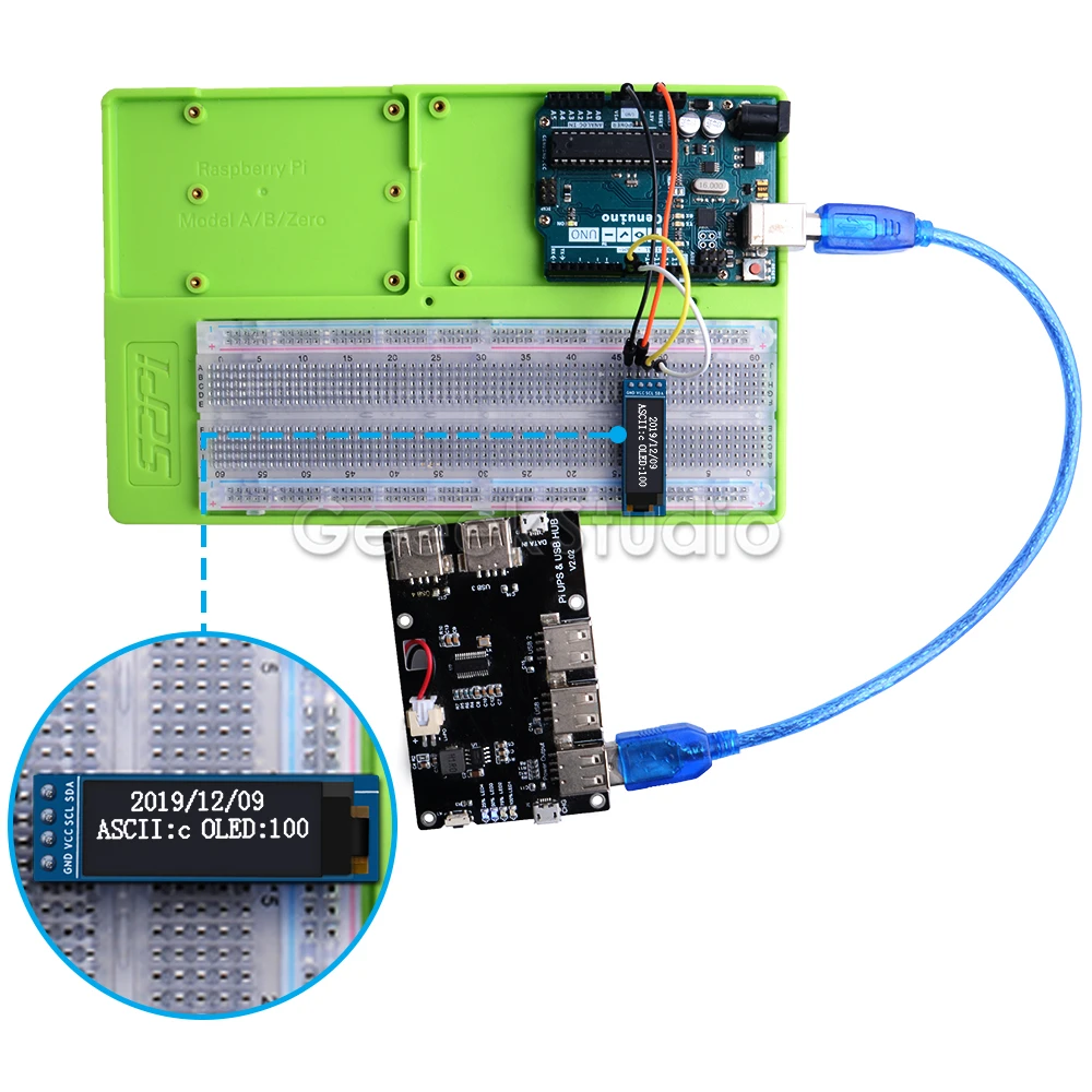 0 91 дюймовый модуль OLED экрана 128*32 SSD1306 для Raspberry Pi 4 B/3 B (+)/2 B/Zero (W)/Beaglebone