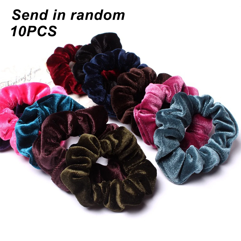 10pcs Accessories Scrunchies Solid Lightweight Hair Ties Gift Travel Elastic Daily Artificial Velvet Wide Women Girls Decoration | Красота и