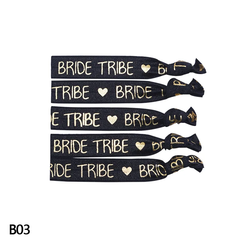 B03 bride tribe 10 шт. надпись «Bride Tribe» девичник волос Веревка девичник браслет с надписью "Bride To Be" племени повязка на руку для волос аксессуары для свадебного декора - Цвет: B03 bride tribe