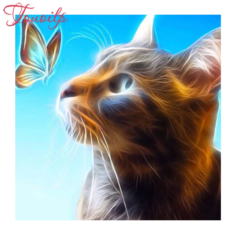 

TOUOILP New Cat and butterfly diamond painting cross stitch full spuare&round 5D diamond embroidery for home decoration diamonds