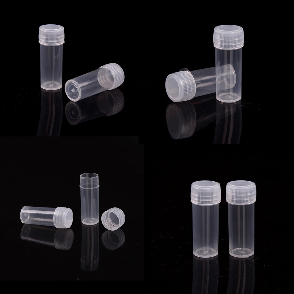 

10pcs/pack 5ml Plastic Test Tubes Vials Sample Container Powder Craft Screw Cap Bottles for Office School Chemistry Supplies