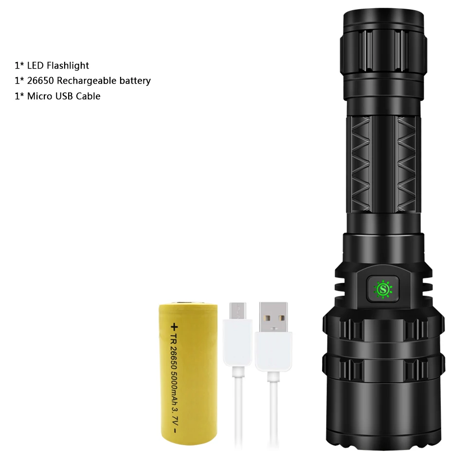 Package C Cree xhp50.2 светодиодный фонарик зарядка через usb стрейч ударопрочный мощный 18650 или 26650 перезаряжаемый фонарь Z901103 - Испускаемый цвет: Package C