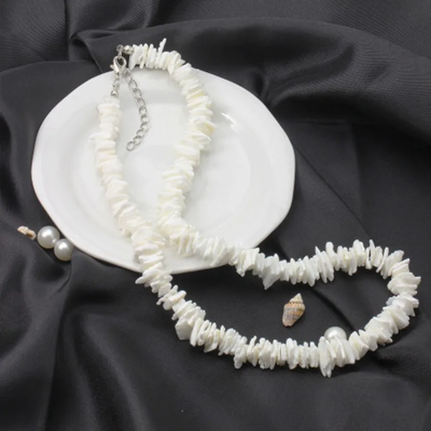 Белый Скошенный Cowrie ожерелье из морской раковины для женщин колье ожерелье из ракушечника Seashell пляжные украшения подарки Bijoux Femme