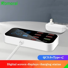 QC3.0 Fast Charger USB Type C  Charger With Led Display For Android iPhone Adapter