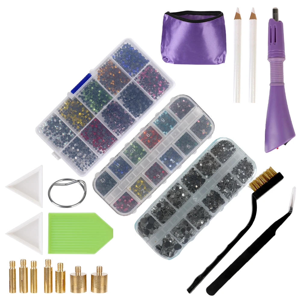 

Hot Fix Rhinestones Set EU Plug Crystal Glass Hotfix Rhinestone Applicator Rhinestone Heat-fix Tool Gun DIY Decoration