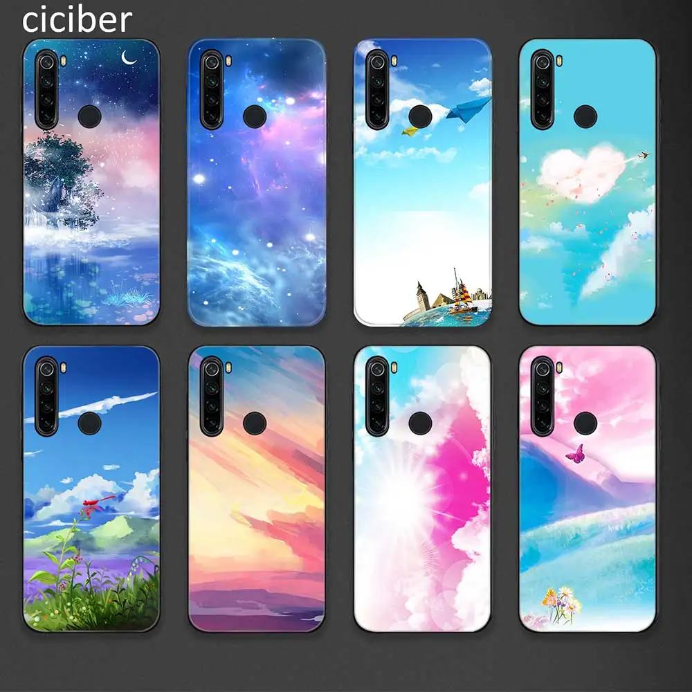 

Clouds Case for Xiaomi Redmi Note 10 9 8 7 8T Pro Mi Note 11 10 9 9T 10T Pro Lite Poco X3 F3 M3 Soft Silicone black Phone Fundas