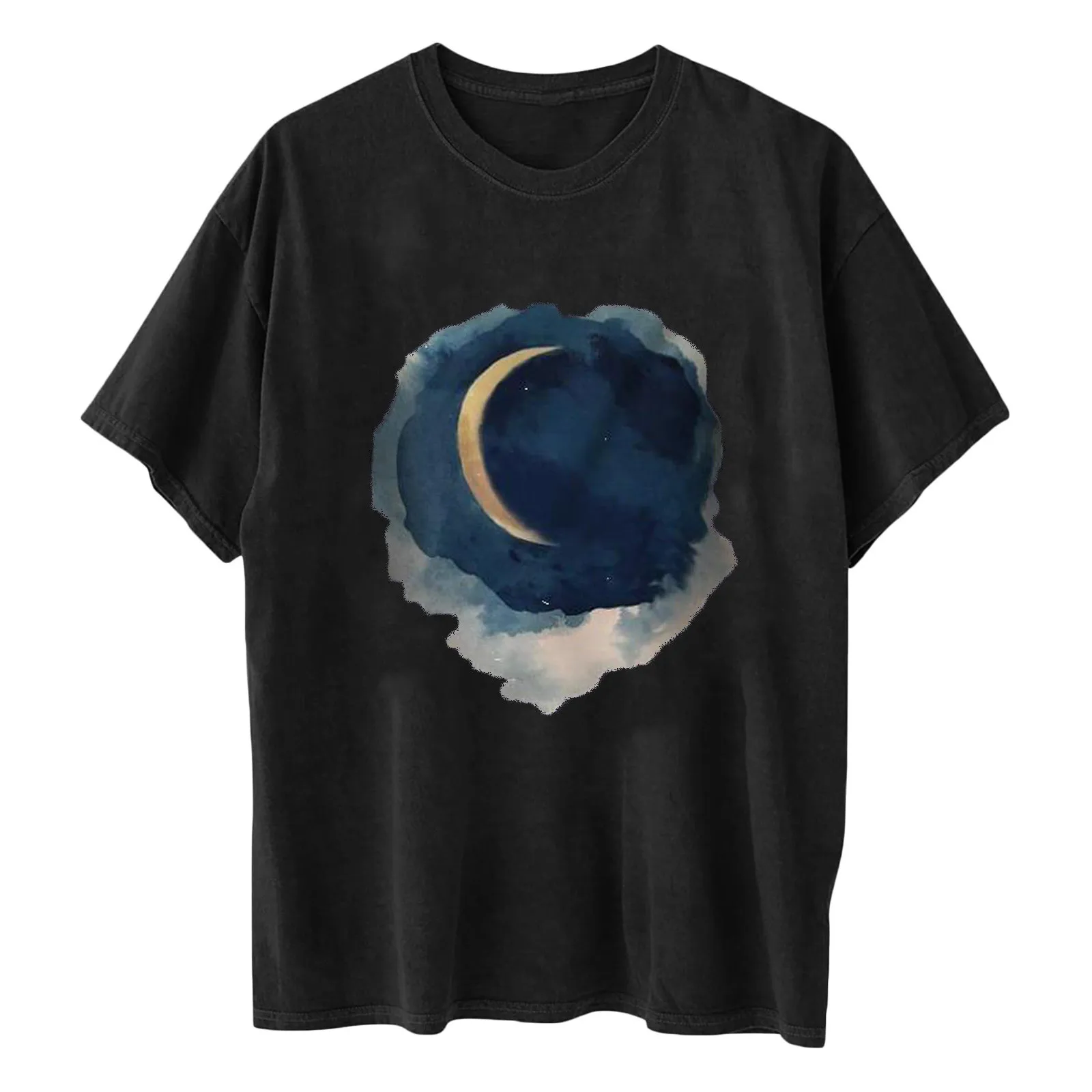 

Women T Shirts Round Neck Large Size Temperament Female Drop Sleeves Whale Printed Pattern Casual Short Sleeve Tops Camisetas