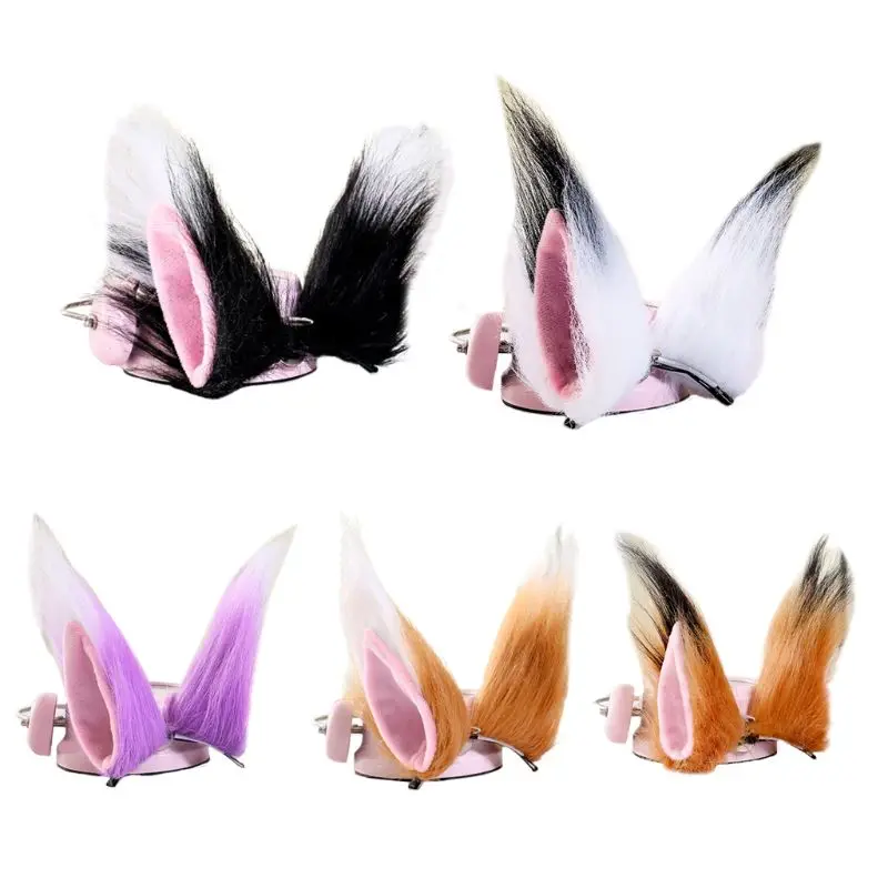 

Multicolor Cat Wolf Ear Long Plush Hair Clip Anime Lolita Animal Cosplay Costume