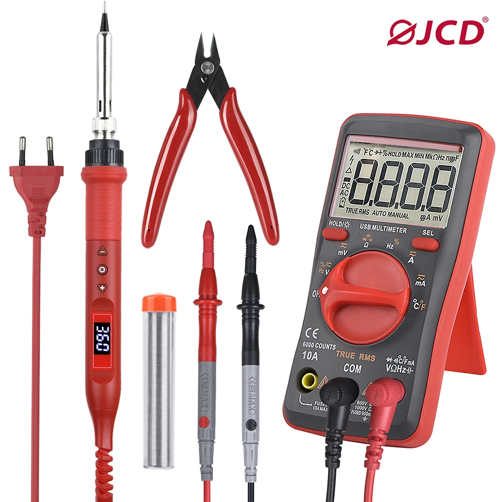 

JCD Electric Soldering Iron 908U 220V/110V LCD Lighting Multi-function Button Soldeing Station Adjustable Temperature Repair Kit